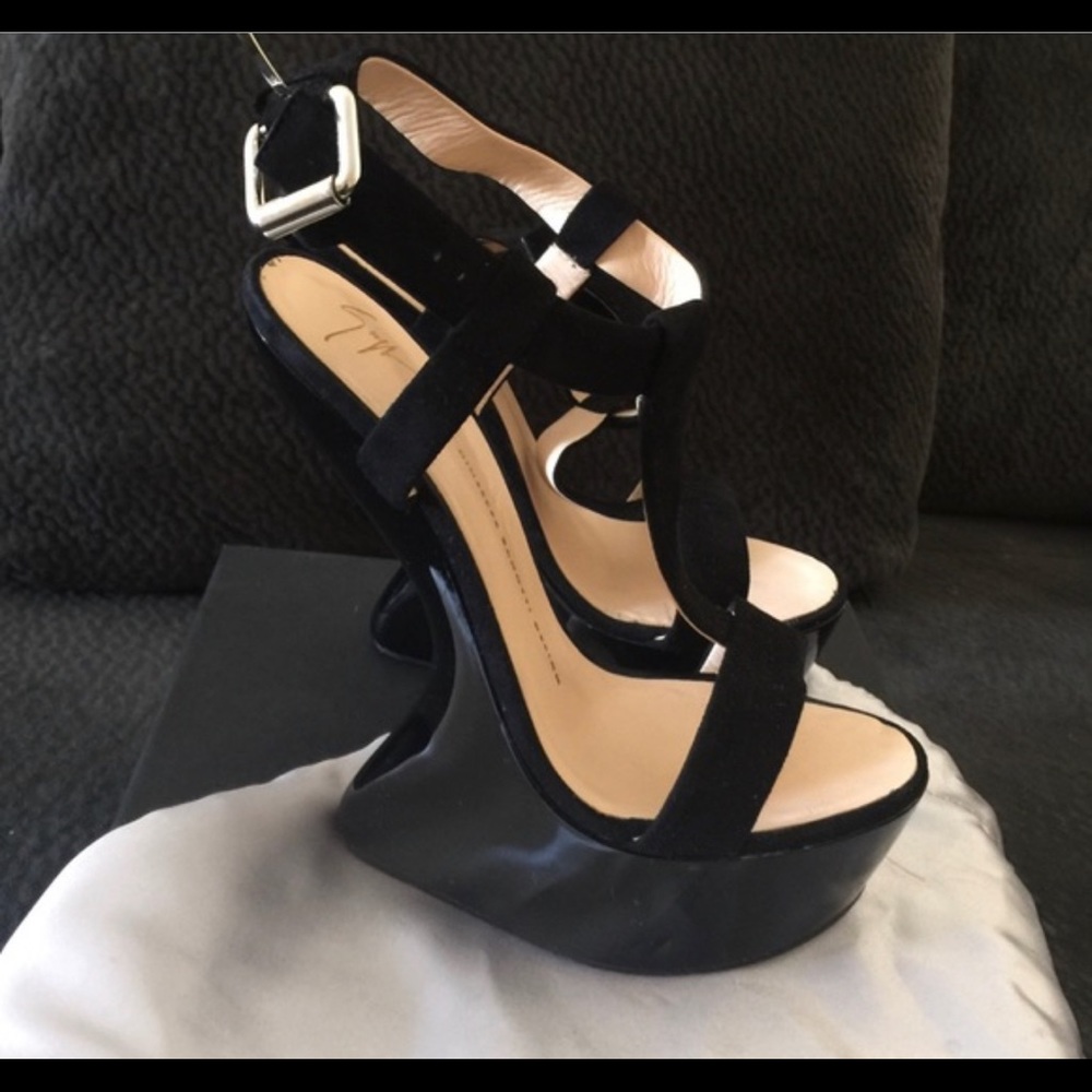 Giuseppe Zanotti Black Jem 105 Sandalo Wedges Size 6